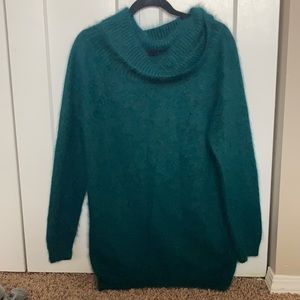 emerald angora rabbit hair super soft cowl neck sweater